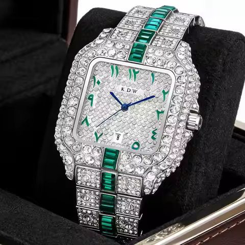Full Diamond Quarz Watch for Men Luxurious Popular Gold Silver Iced Out Watches Fashion Hip Hop Jewe