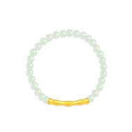 TAKA Jewellery 999 Pure Gold Bamboo Charm with Beads Bracelet