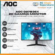 AOC Q27B36X 2K GAMING MONITOR - 27" QHD 1440P IPS 144HZ / 0.5 MS / ADAPTIVE SYNC