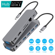 13Combination1type c Double HDMI Gigabit Nic VGA4USB C HUB3.0Docking Station Card Reader Hub4.6