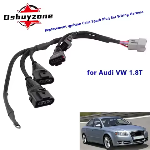 1.8T Turbocharger Ignition Coils Spark Plug Set Wiring Harness Holder Plug Made Loom for A4 VW 06B99