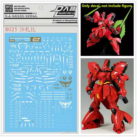 for RG 1/144 MSN-04 Sazabi D.L Model Master Water Slide pre-cut Caution Warning Details Add-on Decal