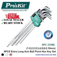 Pro'sKit HW-229BL 9PCS Extra Long Arm Ball Point Hex Key Set (1.5,2,2.5,3,4,5,6,8,10mm)