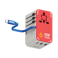 MOMAX - 1-World+ 70W GaN 3-插口 內建 USB-C 充電線 + AC 旅行充電插座 - (高達-白色)