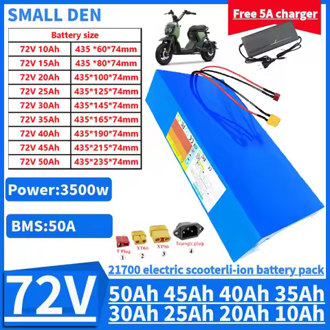72V 50Ah 45Ah 40Ah 30Ah 25Ah 20Ah 21700 Lithium battery pack With 50A BMS 0-3500W For E-tools motorc