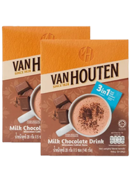 Van Houten 3in1 Milk Chocolate Drink Powder 140 g. แวน ฮูเต็น เครื่องดื่ม มิลค์ ช็อกโกแลต 140g.  (28g. x 5ซอง)  2กล่อง