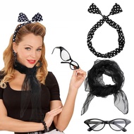 WOVOWOVO 50s Outfits for Women 1950s Halloween Costume Accessories Decades Day Outfit Polka Dot Head