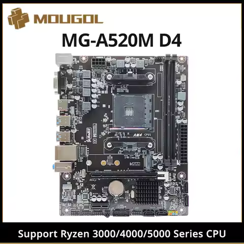 MOUGOL AMD A520M Gaming motherboard Support AMD Ryzen CPU(3600/4650G/5600/5600G) M.2 NVME USB3.1 Dua