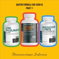 Quatro Formula Bronson Vitamin D3 K2 5000IU Zinc Picolinate Magnesium