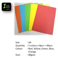 A4 Colour Paper 80gsm (50pcs/100pcs)