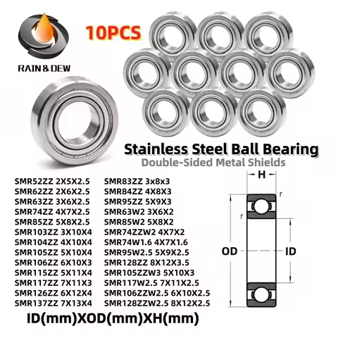 10PCS SMR74ZZ 4x7x2.5mm Stainless Steel ABEC-9 Fishing Reel Bearing For DAIWA & SHIMANO &Abu Garcia 