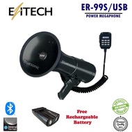 EZITECH ER99-USB HIGH-POWER HANDHELD MEGAPHONE WITH SIREN, BLUETOOTH, RECORD, USB AND RECHARGEABLE BATTERY