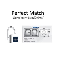 Blanco Double Bowls Stainless Steel Sink BUNDLE With GROHE Mixer Tap