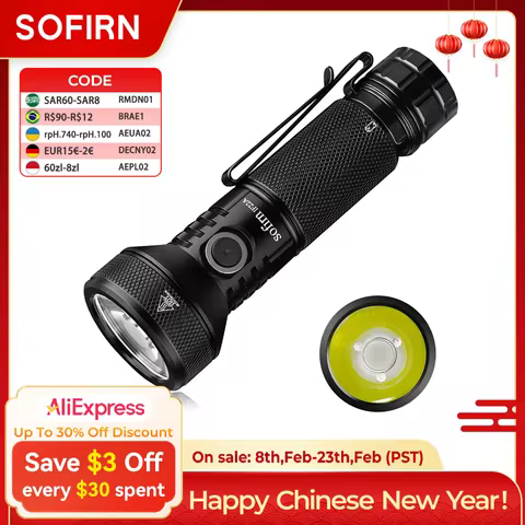 Sofirn IF22A 21700 USB C Rechargeable Powerful LED Flashlight SFT40 2100lm 680M Throw Reverse Chargi