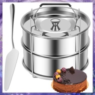 2-Tiers Stainless Steel Steamer 2.4 Quarts Capacity with Lid Stackable Flan Pan Mold Nonstick Steame
