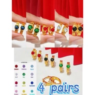 14k 4 pairs Bangkok gold earrings