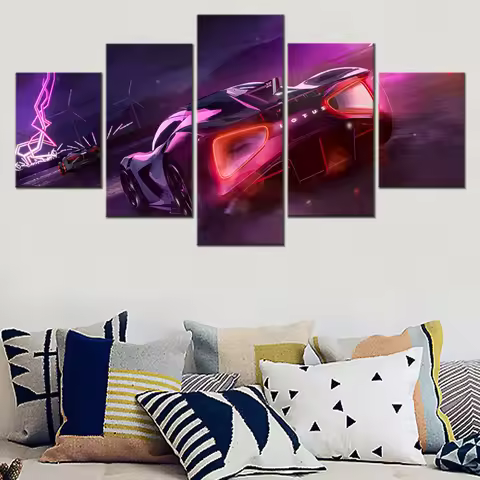 5 Pieces Canvas Wall Arts Poster Painting Super Cool Racing Formula F1 Cars Wallpaper Home Decor Pic