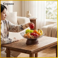 [Gepnoo] Elegant Table Fruit Bowl Round Plastic Snack Plate Fruit Dish for Cafeteria Decor Centerpie