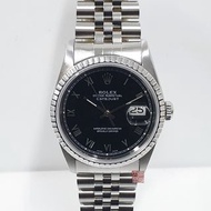 ROLEX 勞力士 16220 Datejust 蠔式日誌 輕鬆入手 鐵道圈 黑色羅馬面盤錶徑36mm 大眾當舖B471