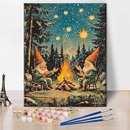 TISHIRON Paint by Numbers Adult Dwarfs Under the Stars Painting by Numbers Stars DIY Hand Painted Oi
