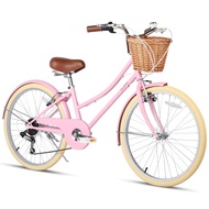 Missy 20" 24" 26" inch Girl Cruiser 6-Speed Hybrid City Bicycle for Youth Over 6 Years Old with Wick