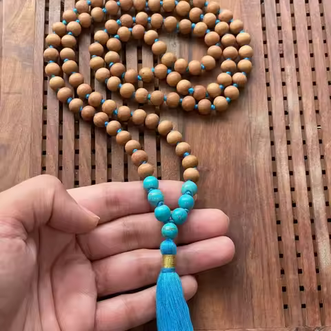 Fragrance Tibetan Buddhist Sandal Wood Japa Mala Rosary 108 Prayer Beads Necklace Women Men Boho Yog
