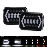 "5X7" 7x6 "ใกล้กับไฟสูงไฟหน้าสี่เหลี่ยมสีขาวและเหลือง DRL สำหรับ Jeep Cherokee XJ Wrangler YJ motocr
