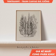Tranh treo tường Vintage Tree Sketch  Cypress Tree Art   #51 tặng kèm đinh treo nhận in theo yêu cầu