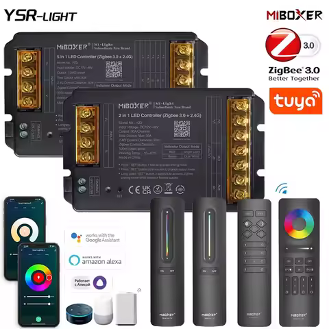 Zigbee3.0+2.4G Miboxer High Current LED Controller DC12-48V 30A HZ2 HZ5 RF Remote Dim/CCT/RGB/RGB+CC