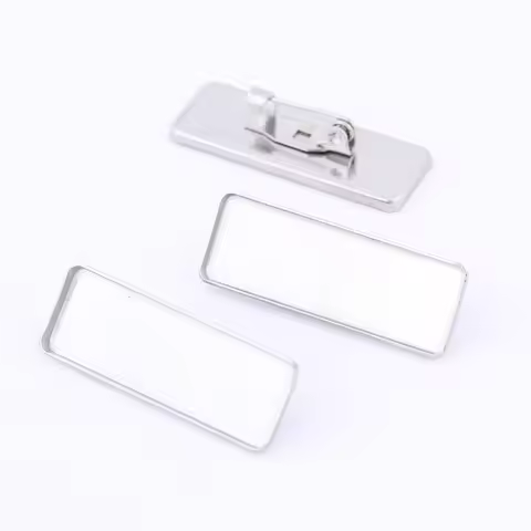 10pcs Stainless Steel Cabochon Brooch Pin Base Setting Blanks Rectangle 10x30mm Brooches Bezel Trays