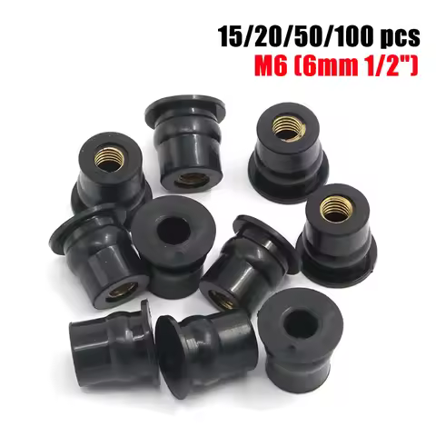 15 20 50 100 Pcs M6 Motorcycle Rubber Well Nuts Windshield Fairing Cowl 6mm 1/2' Wellnuts Universal