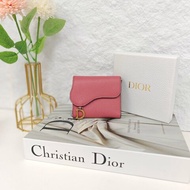Dior 迪奧 粉色Saddle Lotus 錢包
