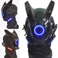 Cyberpunk Led Mask Glow Face Glow-in-the-dark Mask Futuristic Tech Gear Headgear Cosplay Decoration