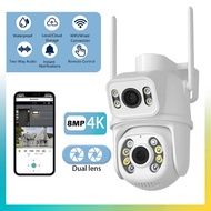 8MP 4K PTZ Wifi เลนส์กล้องคู่พร้อมกล้องวงจรปิดหน้าจอคู่ Ai Human Detect การติดตามอัตโนมัติ Wireless Outdoor Surveillance Camera