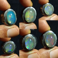 African Kalimaya stone ring ethiopia ( MONEL HEANMADERing) Kalimaya white opal African stone/ Kalima