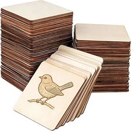 HOIGON 100 PCS 4 x 4 x 1/8 Inch Square Unfinished Wood Pieces, 100 x 100 x 3mm Blank Basswood Wooden