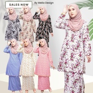 By Melia Design Baju Kurung moden riau Corak Bunga Cotton Premium Lembut Sulam Lace Biku
