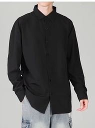 M-5XL Korean Fashion Sports Casual Plus Size Plain Long Sleeve Shirt Men