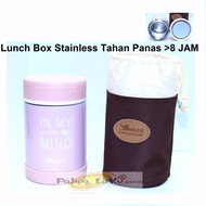 Lunch Box Stainless Tahan Panas 8 Jam Food Grade aman untuk Baby + Tas - Pink