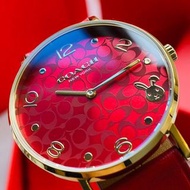 美國品牌COACH大紅色小牛皮腕錶 兔年紀念款 全套禮盒包裝 代購非預購