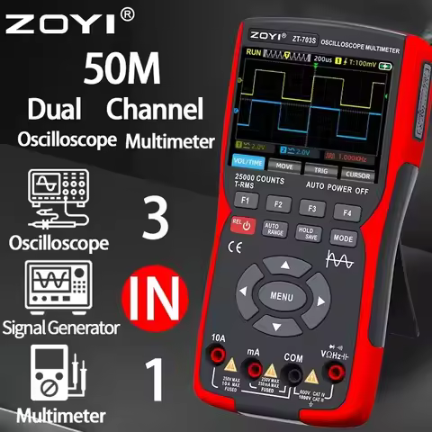 ZOYI ZT-703S ZT-702S Digital Oscilloscope Multimeter Transistor Tester 50MHz Bandwidth 280MS/s Sampl