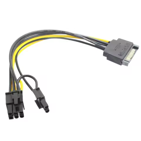 15Pin SATA Male to 8Pin(6+2) PCI-E Power Supply Cable SATA Cable 15-Pin to 8 Pin Cable 18AWG Wire fo