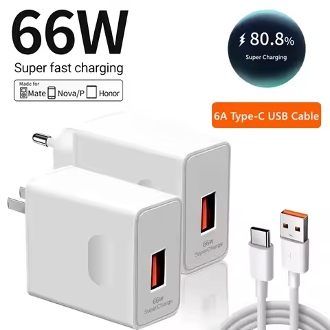 66W Super Fast USB Charger For Huawei Mate 40 50 P50 P60 Nova 10 Honor 90 100 X8b Magic 5 Lite 6 Pro