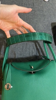 Hermes Lindy 26 touch綠色鱷魚皮手袋