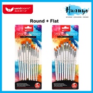 Unicorn Studio Artista Artist Nylon Paint Brush Set of 10/12 with Round, Flat, Angular & Filbert Tip