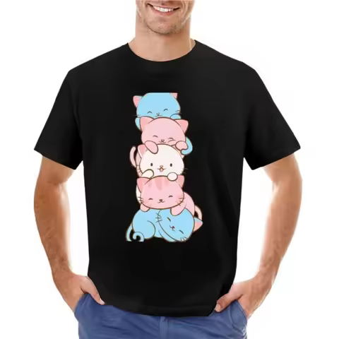 custom t shirt funny t shirt mens t shirt Transgender Pride Flag Cute Kawaii Cats Subtle LGBTQ Trans