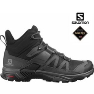 男裝 size UK7.5 to 11.5 (D &amp; 2E) SALOMON X Ultra 4 Mid Gore Tex/GTX/GORETEX Men's Hiking Boots COLOR: Black-Magnet-Pearl Blue