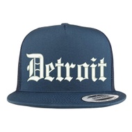 Trendy Apparel Shop Old English Font Detroit City Embroidered 5 Panel Mesh Cap