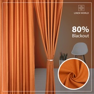 【 LANGSIR RAYA 𝟐𝟎𝟐𝟒 】Ready Made Curtain !!! Siap Jahit Langsir Warna ORANGE Linen Cotton 80% Blackout Kain Tebal Curtain -  (Free Hook/Free Ring) #Sliding Door #Window Panel #Pintu Bilik