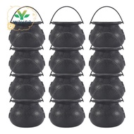 12Pcs Mini Black Cauldron with Handle Halloween Mini Witch Cauldron Halloween Pot Candy Holder for H